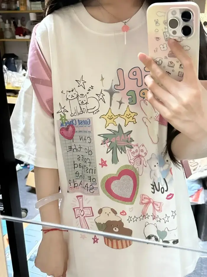 T-shirt coupe ample imprimé dessin animé