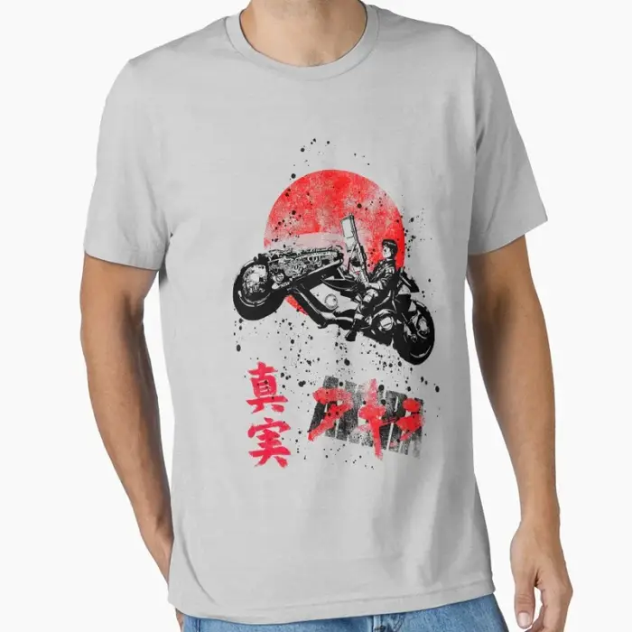 80s rétro Anime Akira japon manga imprimé à manches courtes col rond T-shirt pour hommes grande tail