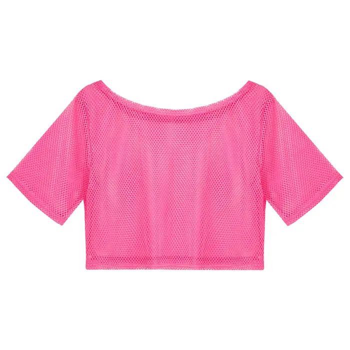 T-shirt en résille Chang des années 80 néon pour femme