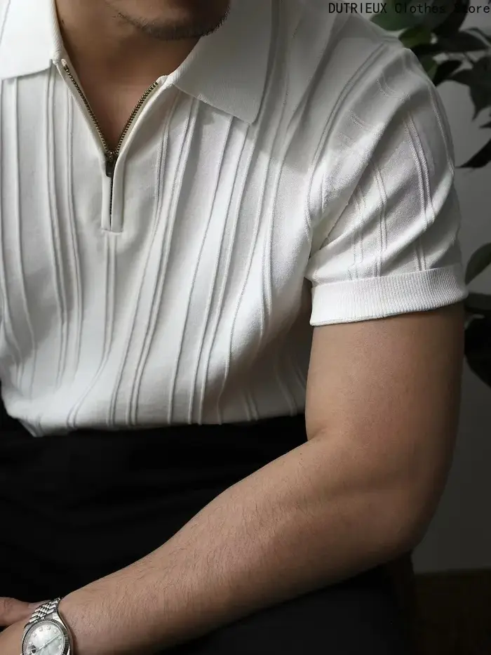 【2025 Vêtements d'été légers de luxe pour hommes】 Polo à fermeture éclair