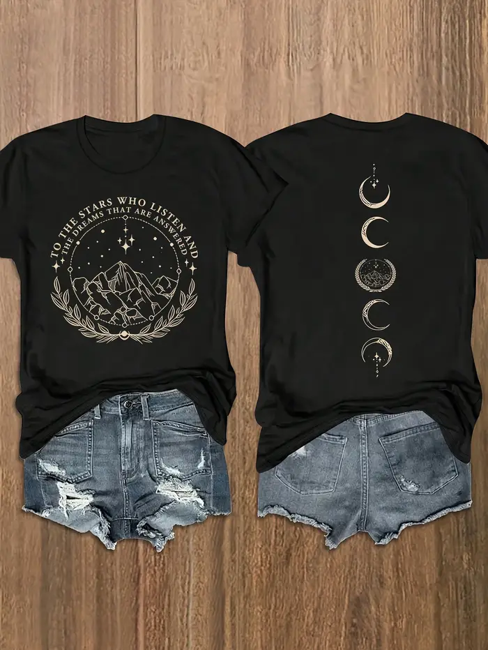 T-shirt à manches courtes et col rond pour femme, adapté au printemps, à l'automne et à l'été, impri