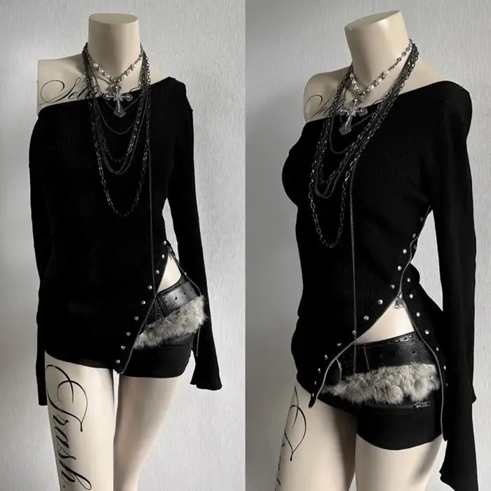 T-Shirt gothique à manches longues pour femmes