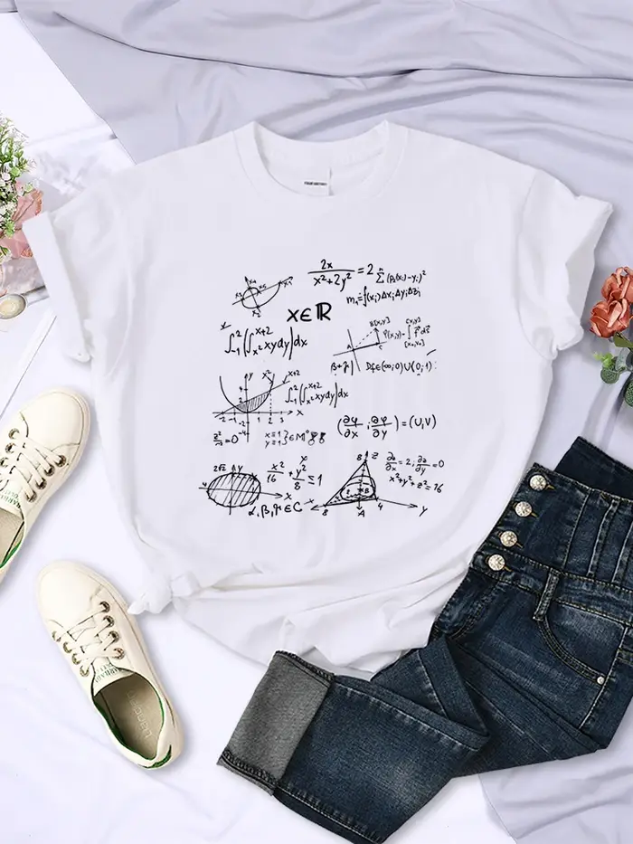 Formule mathématique imprimer femmes T-Shirt été vêtements de sport rue Hip Hop à manches courtes personnalité respirant