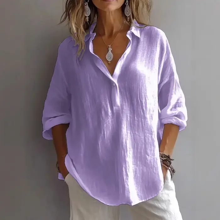 Chemise blanche en mélange de lin pour femmes