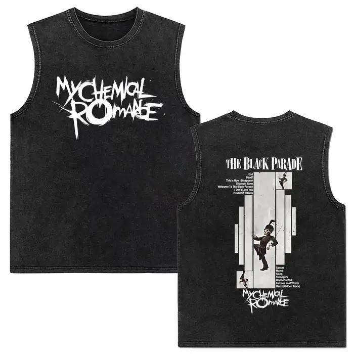 Mon Romance chimique l'album Black Parade Vintage lavé débardeurs hommes femmes Punk Emo Rock surdimensionné sans manches gilet t-shirts