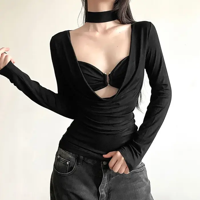 Y-Ulzzang-T-shirt à manches longues pour femmes