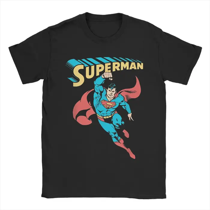 T-shirts de super-héros Superman pour hommes et femmes, t-shirt amusant 100% coton, col rond, manche