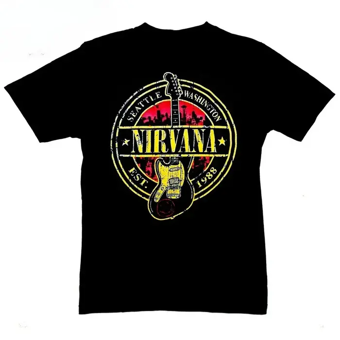 T-shirt de la groupe de musique Nirvana pour hommes et femmes, T-shirt de marque de luxe à manches c