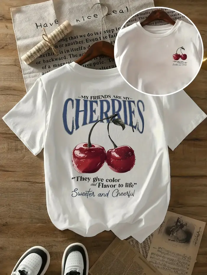 T-shirts imprimés cerises pour femmes