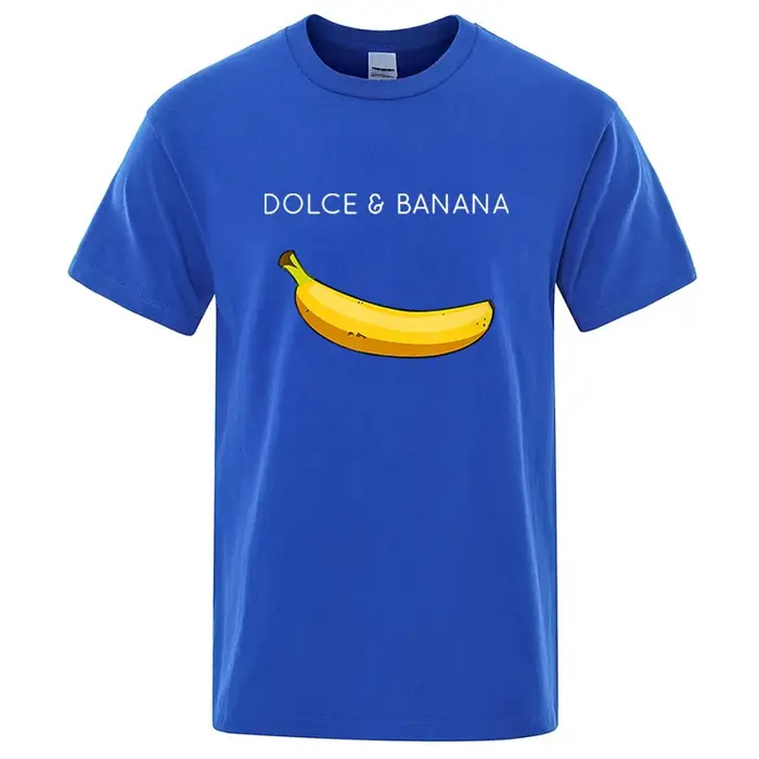T-shirt d'été à manches courtes et col rond pour homme, 100% coton, de haute qualité, imprimé banane