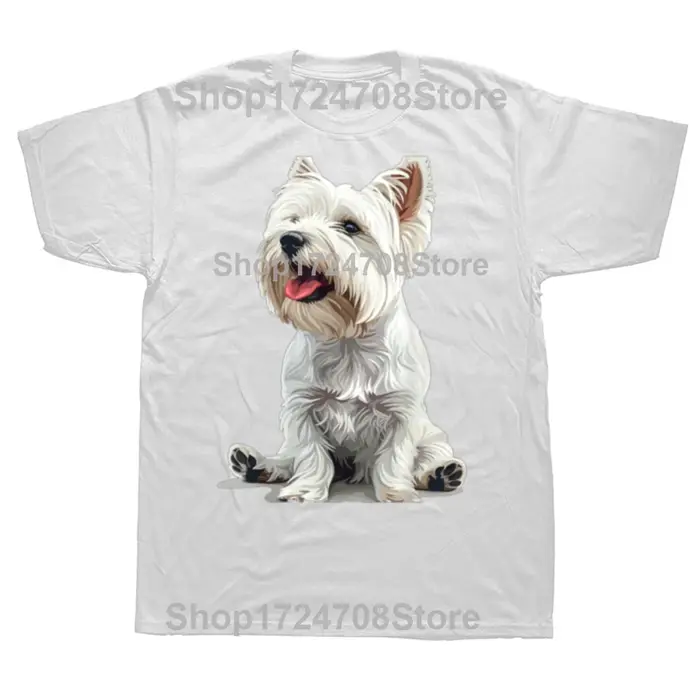 Drôle West Highland blanc Terrier chien Westie T-shirts hommes femmes mode t-shirt style décontracté