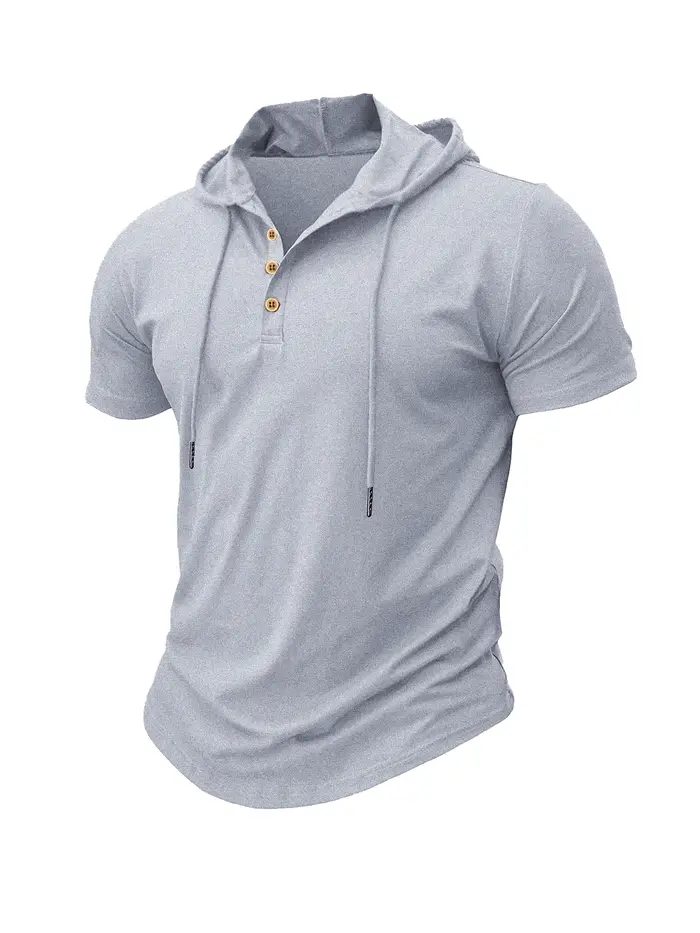 T-shirt à capuche pour hommes, Slim, Fitness, manches courtes, léger, Fitness, respirant, hauts de s