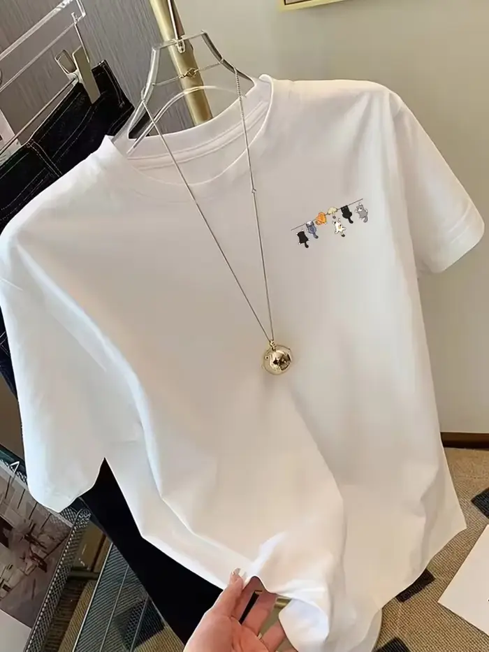 Cat Rope, T-shirt à imprimé chats de dessin animé