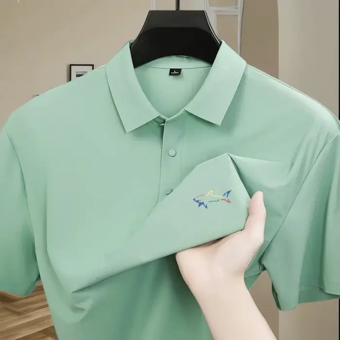Polo homme à manches courtes, design imprimé tendance, haut d'été, nouveau, frais et respirant, couleur unie, décontracté, t-shirt en soie glacée