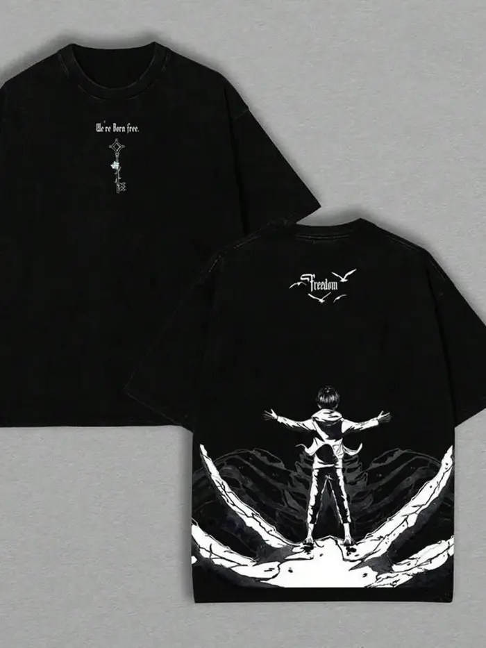 Eren Jaeger Freedom graphique t-shirt attaque sur Titan Manga vêtements hommes femmes coton T-shirts