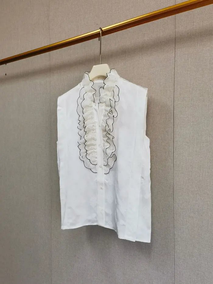 Nouvelle chemise d'été sans manches à col montant pour femme