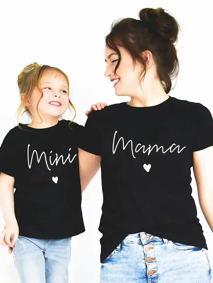 T-shirt assortis pour mère et fille, vêtements pour maman et bébé