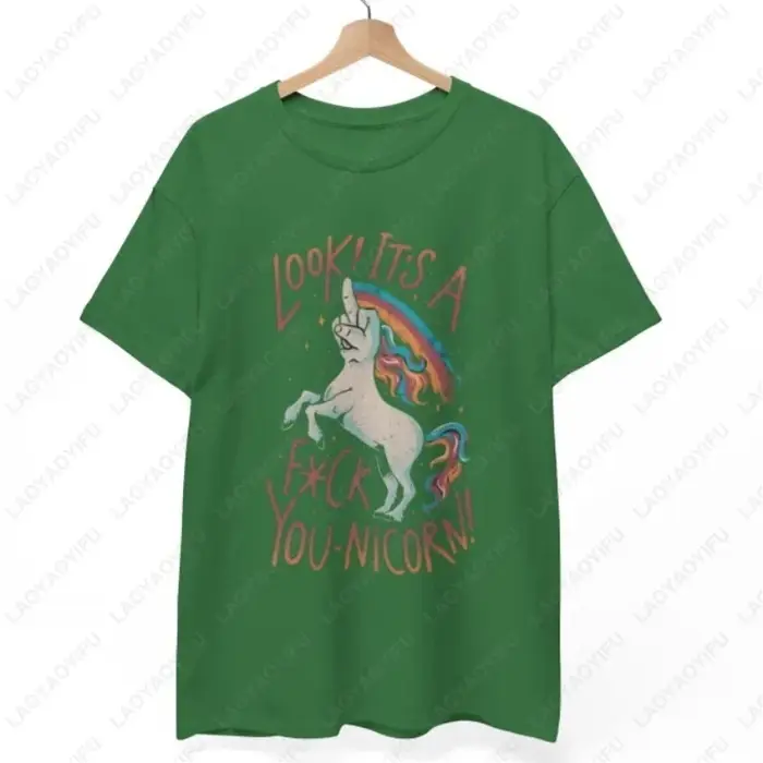 F-You T-Shirt licorne Style Humor coton à manches courtes