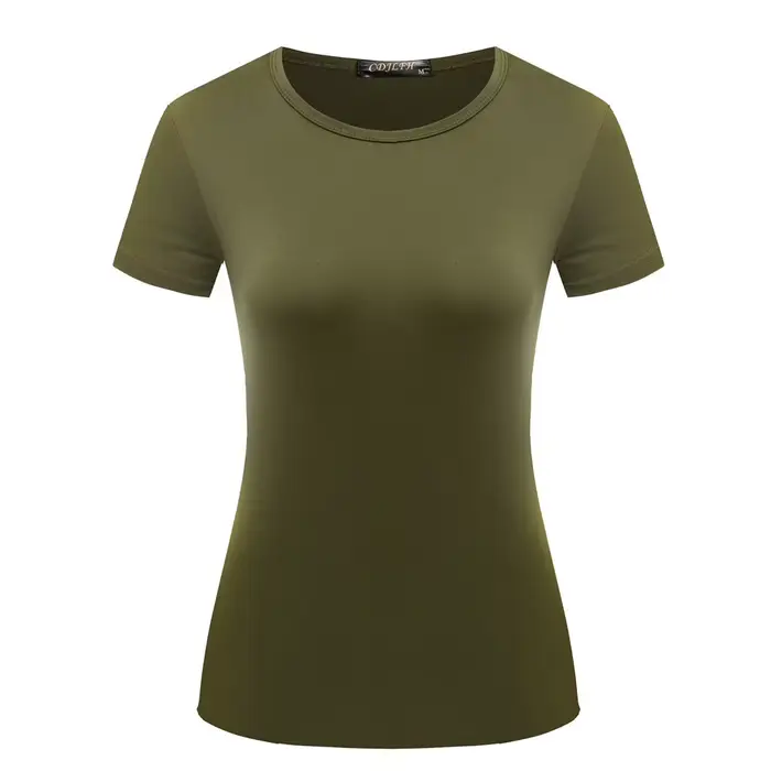 Femmes manches courtes T-shirt chemise à bascule col rond