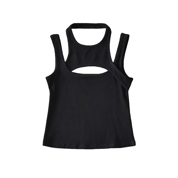 Asolls-Crop Top Y2K E-girl Hollow Out Corset Top, Fibro Neck, Mini GlaSemi, Casual, Sportive Summer
