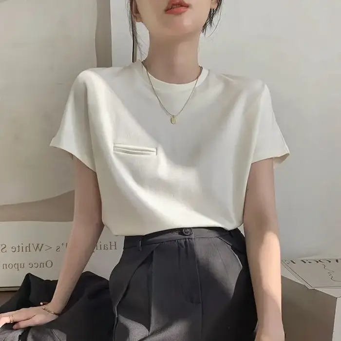 T-shirt d'été à manches courtes pour femmes, Style coréen, Simple, mode Pure, bureau, loisirs doux t