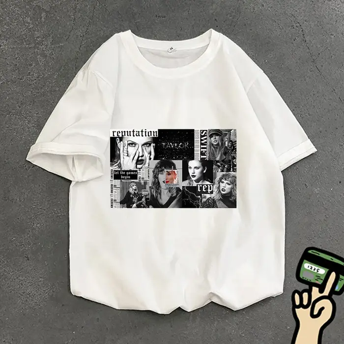 T-shirt pour femme Taylor Swift, vêtement basique, merchandising populaire de la chanteuse, haut à manches courtes, col rond, mode, fans, streetwear, cadeau commémoratif