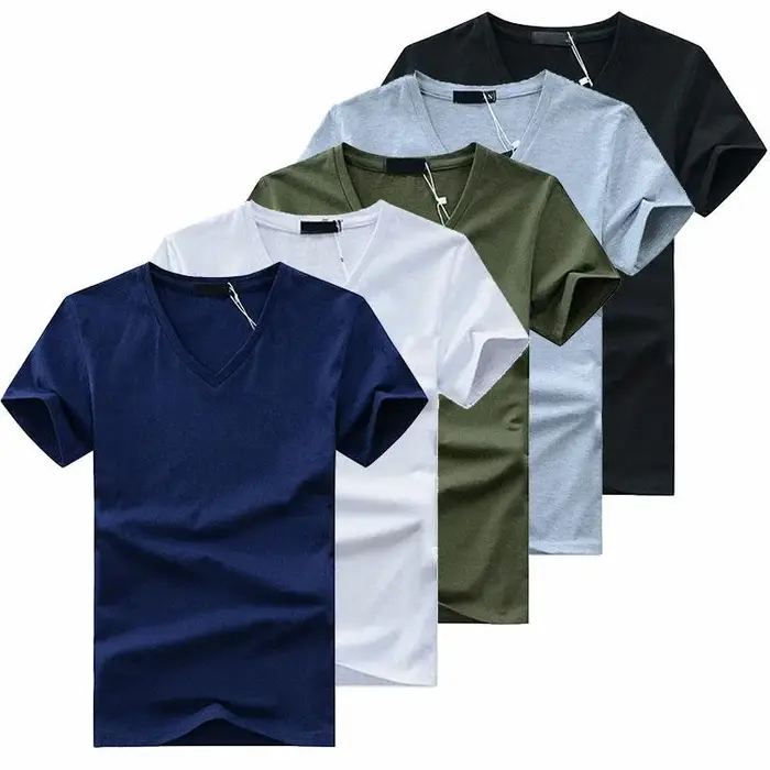 T-Shirt à Manches Courtes et Col en V pour Homme