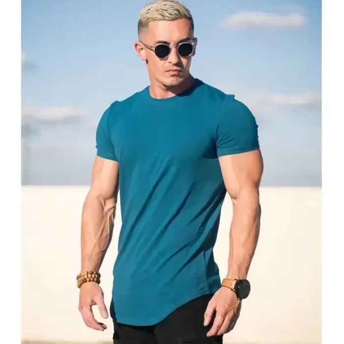 T-shirt d'entraînement musculaire hommes été entraînement à manches courtes