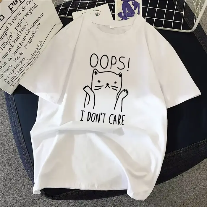 Années 90 graphique Rock Top t-shirts femme Simple brosse dessin chat T-shirt Harajuku Vintage