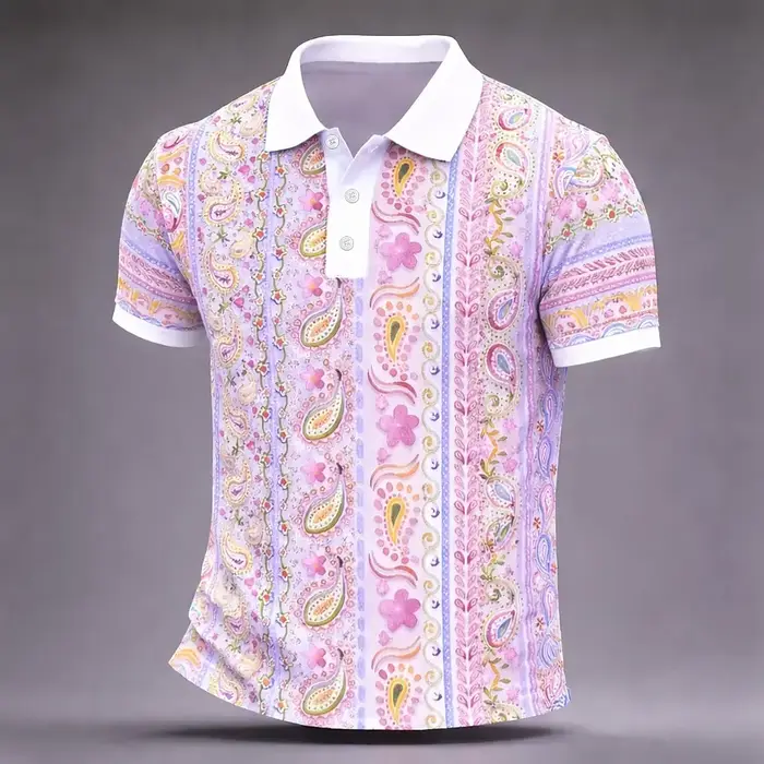 Chemises polo pour hommes à imprimé paisley 3D