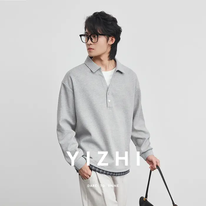 T-shirt Polo Homme Tendance à Col Revers Effet Deux Pièces