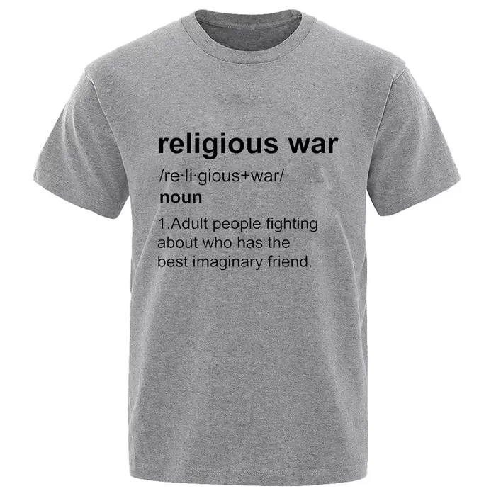 Guerre religieuse hommes t-shirt drôle lettre impression à manches courtes t-shirts mode graphique Y2k hauts meilleur