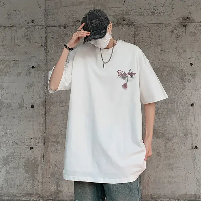 T-Shirt Gothique à Manches Courtes et Col Ras du Cou pour Homme Streetwear en Coton Respirant