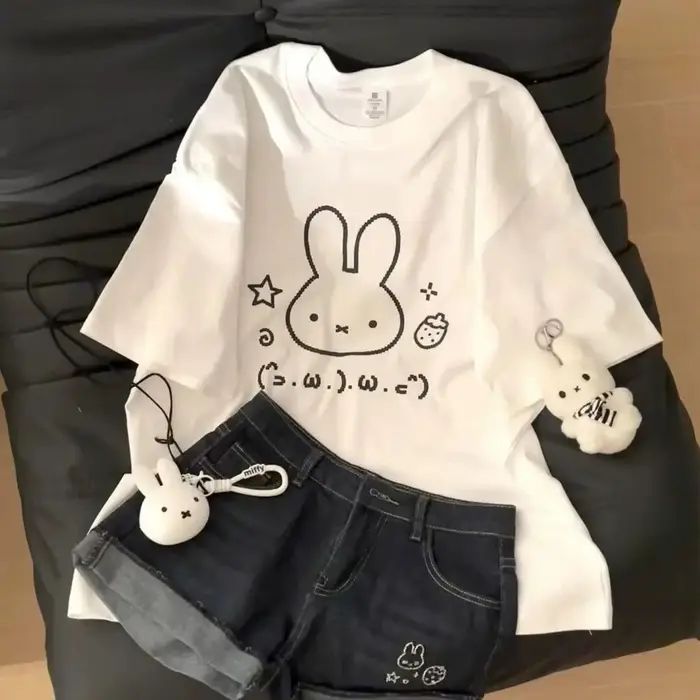 T-shirt à manches courtes en coton pur blanc pour femme
