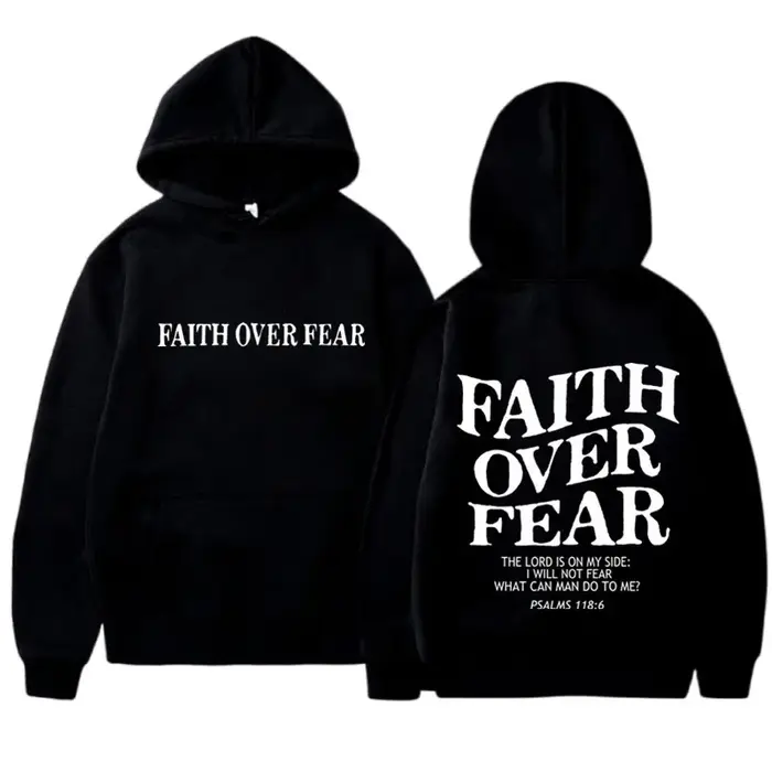 FAITH OVER FEAR sweat à capuche imprimé pour hommes femmes décontracté à manches longues sweats à ca