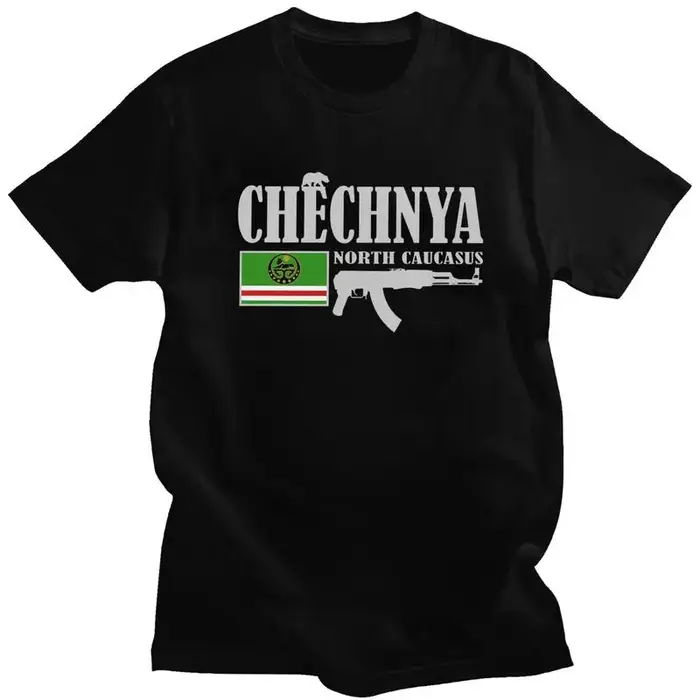 Personnalisé Chechnya Fighter t-shirts hommes pur coton t-shirt hauts drapeau tchétchène T-shirt t-s
