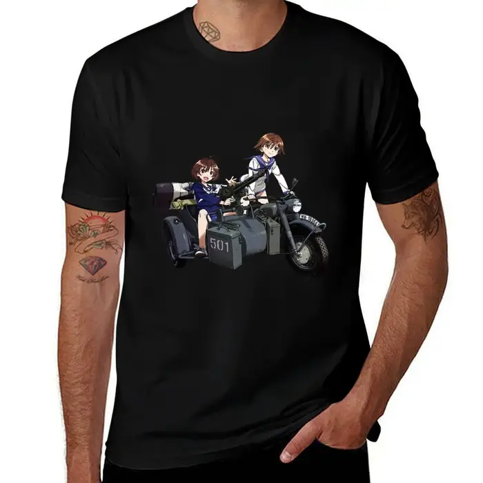 Strike Witches - T-shirt Yoshika Miyafuji et Hikari Karibuchi, grande taille, décontracté et ample