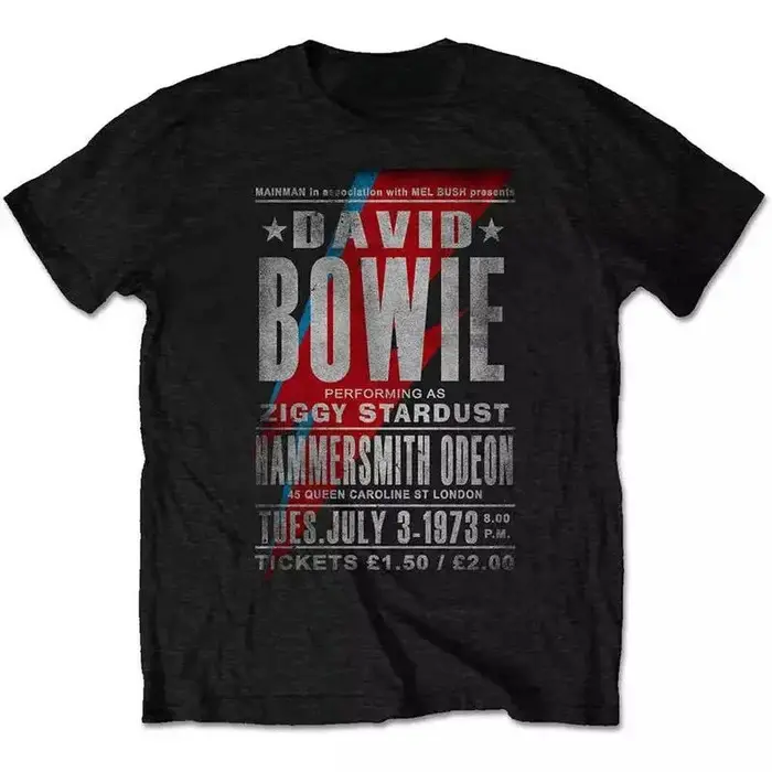 T-shirt imprimé David Bowie Rock High Street à manches courtes Y2k Vintage Tops décontractés Streetw