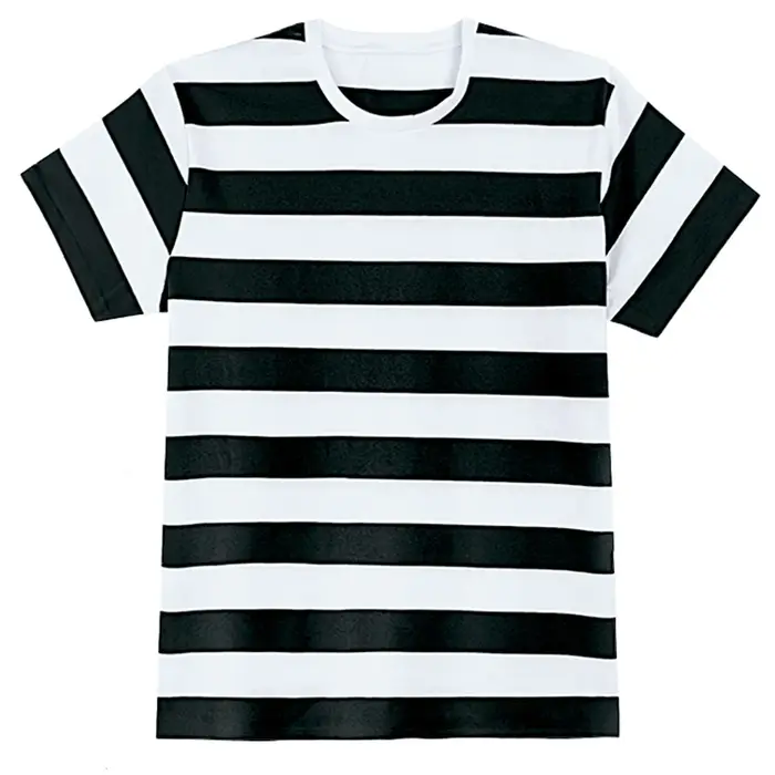 T-shirt rayé noir et blanc pour homme, col rond basique, manches courtes, décontracté, pour tous les