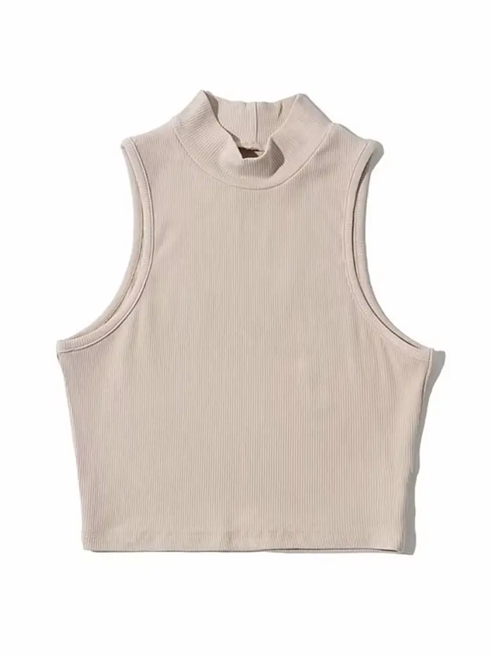 Été noir femmes mode haut court col