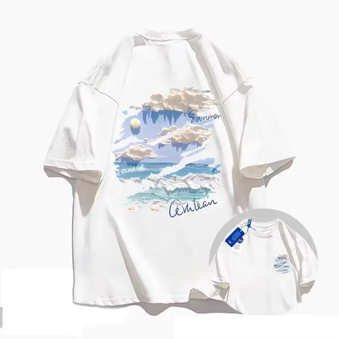 Tendance Été 2026 - T-shirt à Manches Courtes Motif Graffiti Peinture à l'Huile - Unisexe, Coton Pur