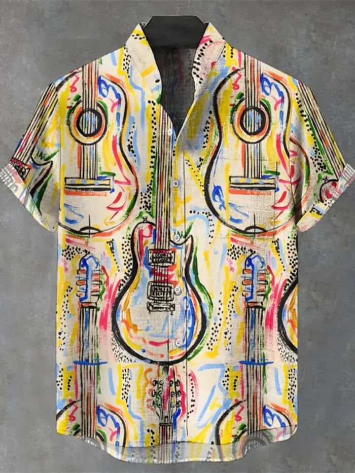 Chemise en lin à manches courtes pour hommes