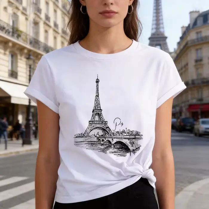 T-shirt pour femme style années 90, imprimé Paris, manches courtes, col rond, décontracté, pour l'ét