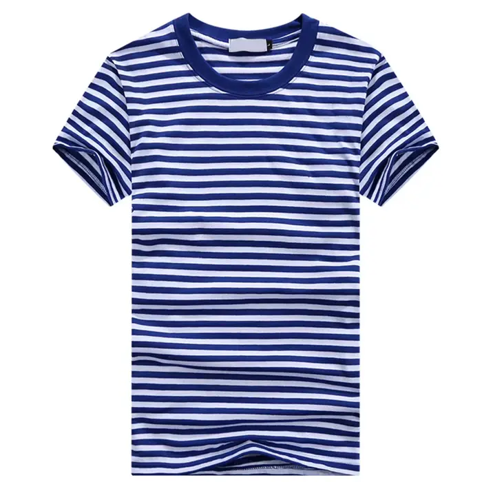 Hommes t-shirts chemise marine bleu et blanc rayé à manches courtes sport hommes T-shirt Couple Pare