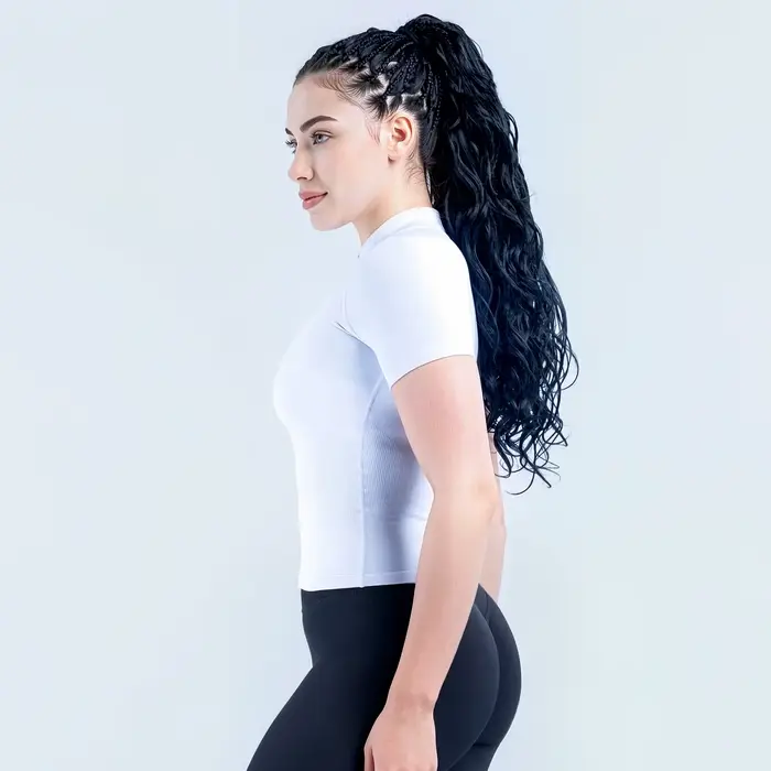 Haut d'entraînement ajusté de haute qualité pour femme - T-shirt de yoga à manches courtes