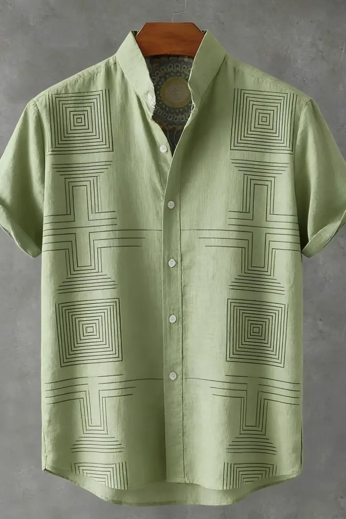 Chemise à manches courtes en lin pour homme