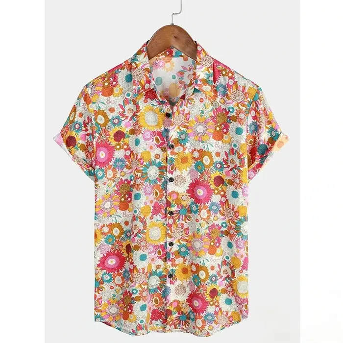 2025 Chemise hawaïenne pour hommes T-shirt floral d'été plage imprimé de fleurs