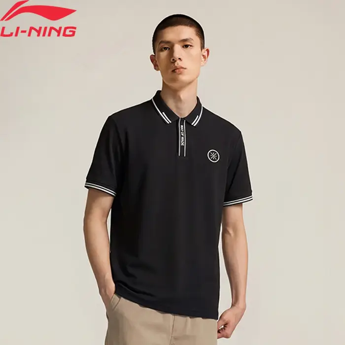 Li-Ning Polo Wade pour hommes LN COOL Protection solaire 69% coton 31% polyester respirant