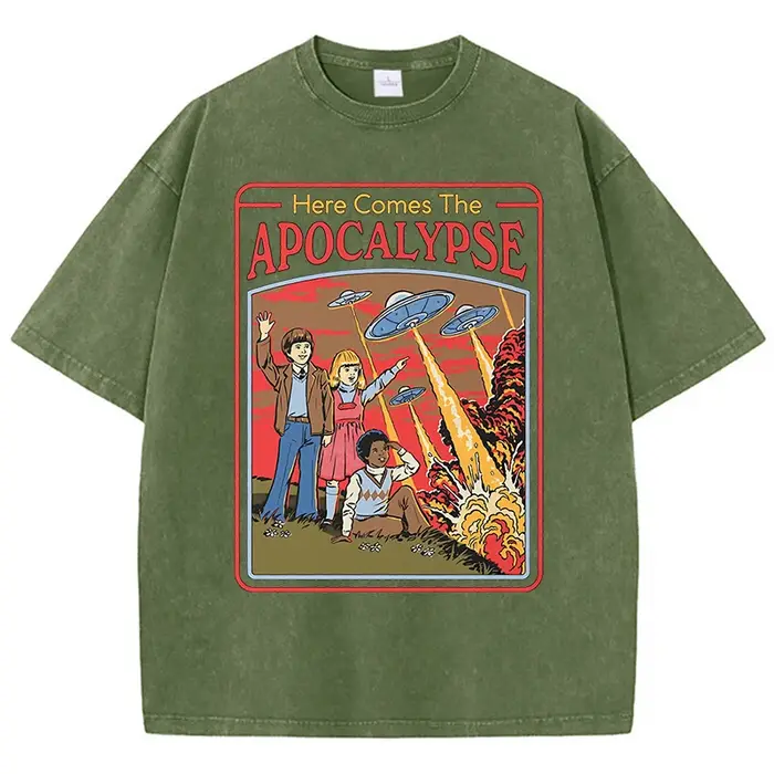 Voici l'Apocalypse Ufo lavé rétro hommes vêtements surdimensionné qualité Streetwear mode couverture