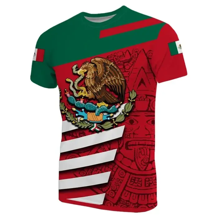 T-shirt manches courtes homme, vêtement de fitness et de course, avec motif d'aigle mexicain, à la m